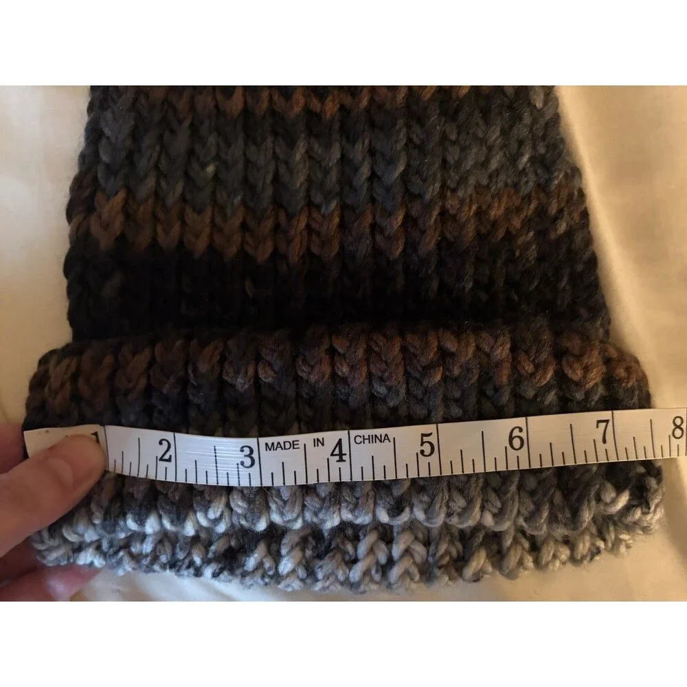 Handmade Kids Winter Beanie Hat and Scarf Set Multicolored Black Gray Brown Knit